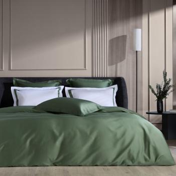 Белые наволочки элит люкс с широкой отделкой (50х70 - 2 шт.) Alpine Pine Green Allure Grass - Белый / Хвойно-зеленый