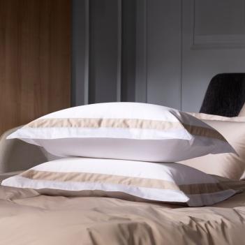 Наволочки с широкой отделкой (50х70 - 2 шт.) Alpine Nude Pink Allure Grass - Белый / Розовато-бежевый с жемчужным блеском