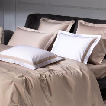 Наволочки премиум класса с широкой отделкой (50х70 - 2 шт.) Alpine Nude Pink Allure Grass - Белый / Розовато-бежевый с жемчужным блеском