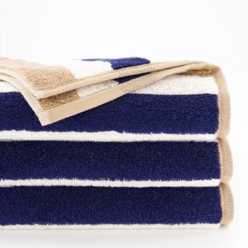 Полотенце стильное полосатое махровое 30х50 Cawo Coast Stripes 6213 31 - Синий / Бежевый