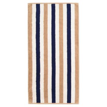 Полотенце полосатое махровое 50х100 Cawo Coast Stripes 6213 31 - Синий / Бежевый