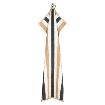 Полотенце в яркую полоску махровое 50х100 Cawo Coast Stripes 6213 37 - Серый / Бежевый