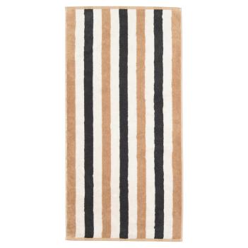 Полотенце полосатое махровое 50х100 Cawo Coast Stripes 6213 37 - Серый / Бежевый