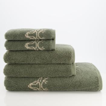 Полотенце элитное с оленями махровое 70х140 Cawo Alpenchic Edition Allover 6229 43 - Оливковое