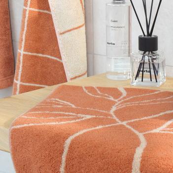 Полотенце из Германии двухцветное с цветочным контуром 50х100 Atelier Floral 6239 33 - Медный