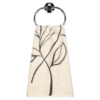 Полотенце двухцветное с цветочным контуром 70х140 Atelier Floral 6239 33 - 37 - Бежевый с черным