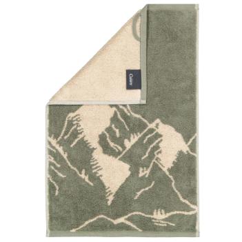 Полотенце махровое с изображением гор и вершины Горы 30х50 Cawo Alpenchic Edition Berge 6269 43 - Оливковый
