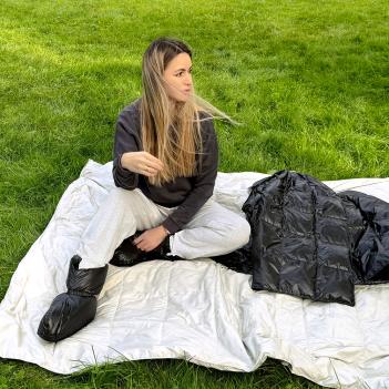 Пуховые тапочки премиум теплые туристические (Сапожки-носочки) 40/45 Comfort Socks Travel Grass - Черные