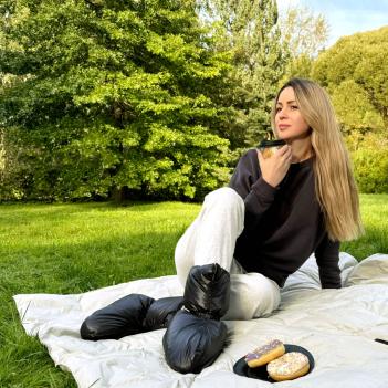 Пуховые тапочки теплые туристические (Сапожки-носочки) 40/45 Comfort Socks Travel Grass - Черные