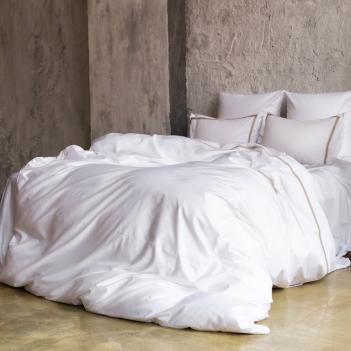 Постельное белье 200х200 Tyrol Noble Canvas Grass - без простыни белый с бежевым кружевом