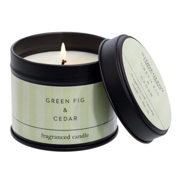Свеча в жестяной баночке ароматическая Зеленый Инжир и Кедр | Green Fig & Cedar Stoneglow  - 25 ч.