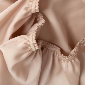 Простыня на резинке (180х200х40) Noble Traditions Glace Beige Grass Сатин - Бежевый хлопок / тенсель