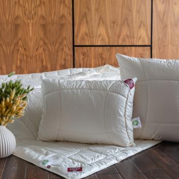 Подушка стеганая 50х70 Organic Cotton Grass  лён / хлопок - регулируемая (800 гр.) Холлофайбер