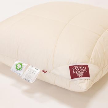 Подушка органик стеганая 70х70 Organic Cotton Grass  лён / хлопок - регулируемая (1100 гр.) с внутренней наволочкой на молнии