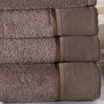Полотенце с отделкой хлопком 70х150 Brise Claire Batist Atelier - Темный кофейный