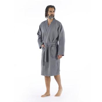 Халат элитный вафельный кимоно унисекс Calamus S/M - Темно-серый от Hamam премиум турция
