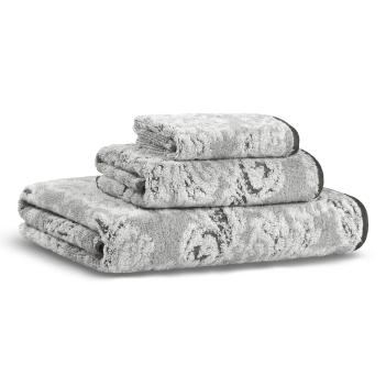 Полотенце жаккард с узором 33х33 Damask Yarn Dyed - Слоновая кость / Светло-серый L'appartement