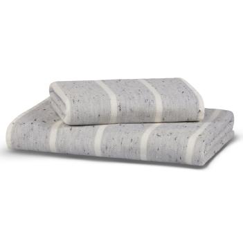 Полотенце премиум в крапинку двустороннее (гладкотканое / махра) 50х100 Estiva - Слоновая кость / Серый