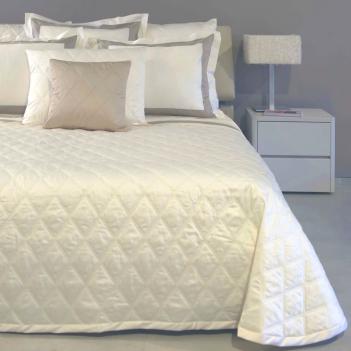 Покрывало Итальянское хлопковое стежка ромбами 270x260 Филикуди Filicudi 025 Ivory - Слоновая кость