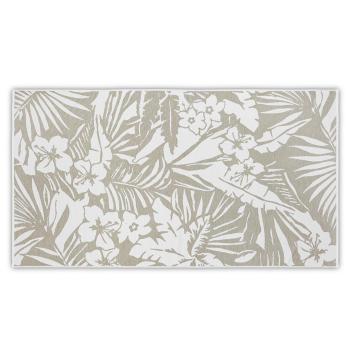 Полотенце пляжное хлопок двусторонне махровое / гладкотканое 100х180 Floral - Льняной