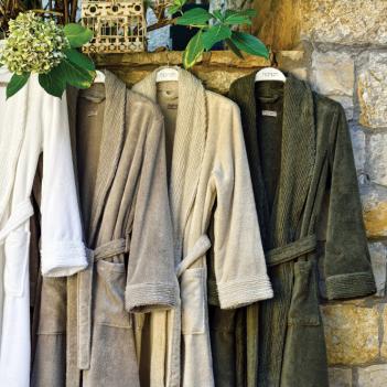 Халат премиум дорогой махровый Galata Organic Contrast (Галата Органик Контраст) S/M - Olive / Оливковый от Hamam (Хамам) 