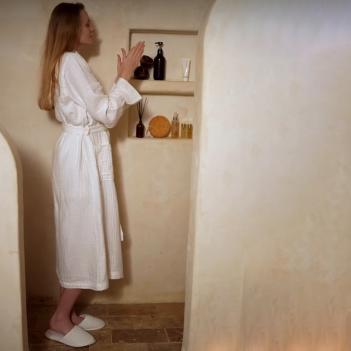 Халат элитный из муслина женский / мужской мягкий Gauze S/M - Белый L'appartement (Лапартмент)