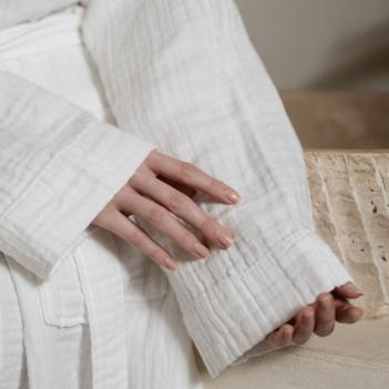 Халат домашний из муслина женский / мужской мягкий Gauze S/M - Белый L'appartement (Лапартмент)