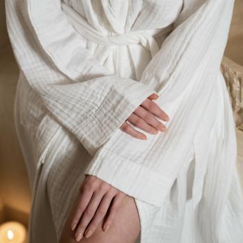 Халат тонкий из муслина женский / мужской мягкий Gauze S/M - Белый L'appartement (Лапартмент)