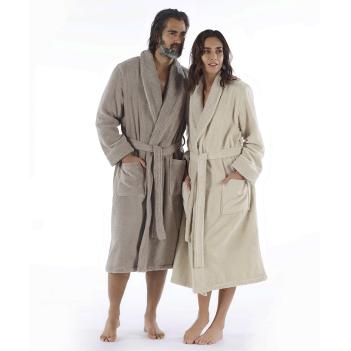 Халат унисекс Galata Organic Contrast L/XL - Flax / Льняной от Hamam (Хамам)
