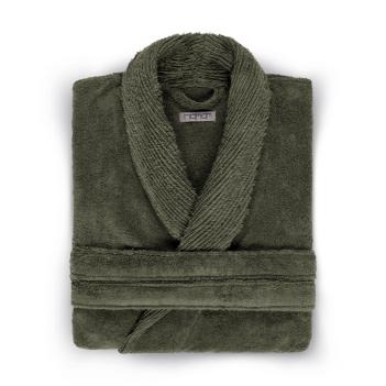 Халат махровый Galata Organic Contrast S/M - Olive / Оливковый от Hamam (Хамам)