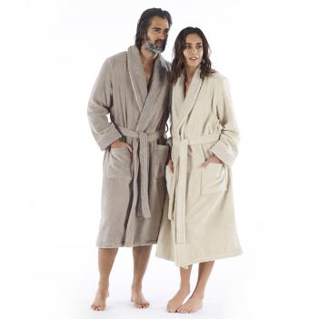 Халат махровый Galata Organic Contrast S/M - Vapour / Дым от Hamam (Хамам) органик 100%