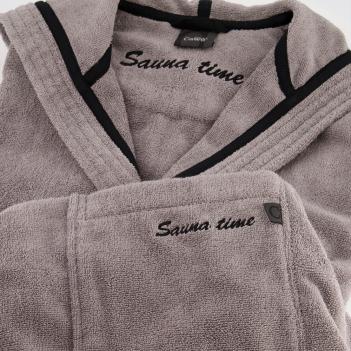 Халат мужской немецкий махровый с капюшоном Sauna Time 833 XXL (60/62 размер) 79 - Серый