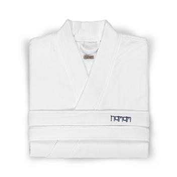 Халат внутри махровый снаружи гладкотканный в полоску Marine Stiped S/M - Белый / Синий