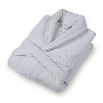 Халат рифленый махровый в полоску Slim Ribbed XXL - Серо-Белый от L'appartement 