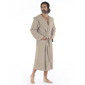 Халат легкий с капюшоном Ash Light Hooded S/M хлопок с модалом - Светлый дым меланж