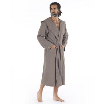Халат легкий с капюшоном Ash Light Hooded S/M хлопок с модалом - Коричневый меланж