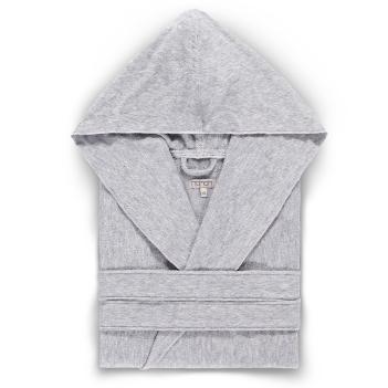 Халат легкий с капюшоном Ash Light Hooded S/M хлопок с модалом - Светло-серый меланж