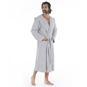 Халат легкий с капюшоном Ash Light Hooded S/M хлопок с модалом - Светло-серый меланж от Hamam
