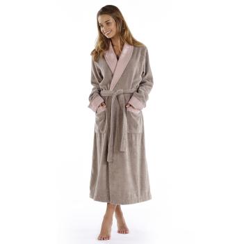 Халат махровый премиум с длинным рукавом хлопок со льном Hampton S/M - Дым / Голубой