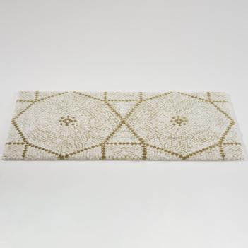 Коврик премиум класса с золотым орнаментом греческим махровый для ванны 70х140 Kery (Кери) 800 - Золото с блестками