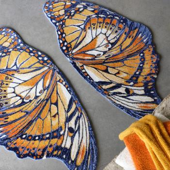 Коврик премиум класса бабочка для ванны махровый 70х135 Мэрипоса Mariposa 614 - Оранжевый Abyss Habidecor