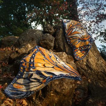Коврик элитный европа бабочка для ванны махровый 70х135 Мэрипоса Mariposa 614 - Оранжевый Abyss Habidecor