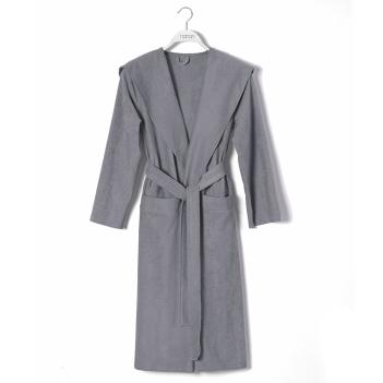 Халат женский и мужской (унисекс) махровый тонкий с капюшоном Meyzer L/XL - Темно-серый