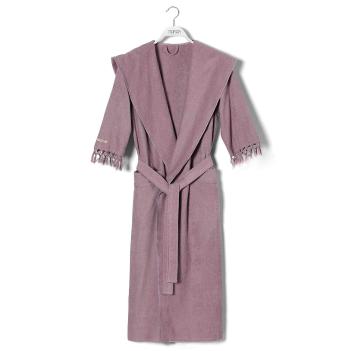Халат с кисточками женский махровый с коротким рукавом и капюшоном Meyzer Tassels L/XL - Лаванда от Hamam