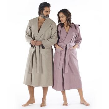 Халат элитный с кисточками женский махровый с коротким рукавом и капюшоном Meyzer Tassels L/XL - Лаванда от Hamam