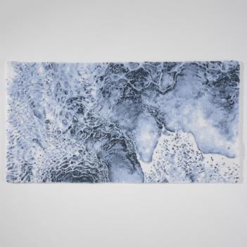 Коврик из египетского хлопка волна морская махровый 70х130 Nazare (Назар) 307 - Пыльно-синий