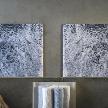 Коврик люкс волна морская махровый 70х130 Nazare (Назар) 307 - Пыльно-синий