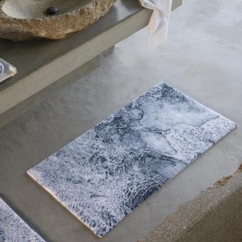 Коврик дорогой волна морская махровый 70х130 Nazare (Назар) 307 - Пыльно-синий