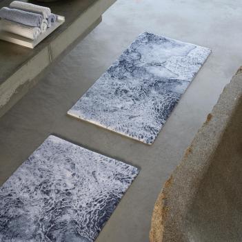 Коврик элитный волна морская махровый 70х130 Nazare (Назар) 307 - Пыльно-синий