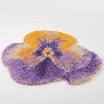 Коврик круглый цветок фиалка 90х100 Панси Pansy 870 - Куркума